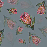 Papier peint Motif de fleurs sur fond gris