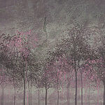 Papier peint Groupe d'arbres aux fleurs roses