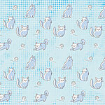 Papier peint Motif de chats sur fond bleu