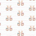 Papier peint Motif de lapins sur fond blanc