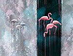 21440a 150x115 - Groupe de flamants roses sur un mur - tegory