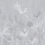 Papier peint Motif floral gris et blanc