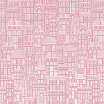 Papier peint Paysage urbain rose et blanc