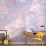 Papier peint Motif de lamas et de ballons