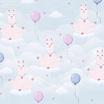 Papier peint Motif de lamas et de ballons