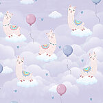 Papier peint Motif de lamas et de ballons