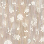 Papier peint Feuilles blanches sur fond beige