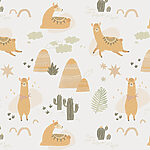 Papier peint Motif de lamas et de cactus