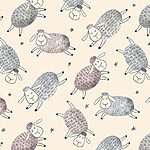 Papier peint Motif de moutons sur fond blanc