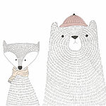 Papier peint Dessin d'un renard et d'un ours