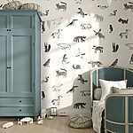 Papier peint Motif d'animaux sur fond blanc