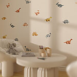 Papier peint Motif de dinosaures sur fond blanc