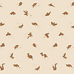 Papier peint Motif d'animaux sur fond beige