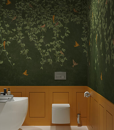 21780 400x457 - Mur avec feuilles et oiseaux - tegory