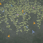 Papier peint Mur avec feuilles et oiseaux