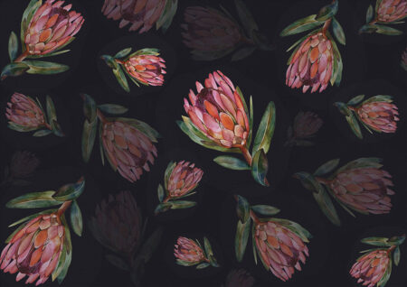 Papier peint fleurs de protéines délicates et légères