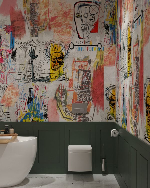 Papier peint graffiti lumineux dans le style de Basquiat
