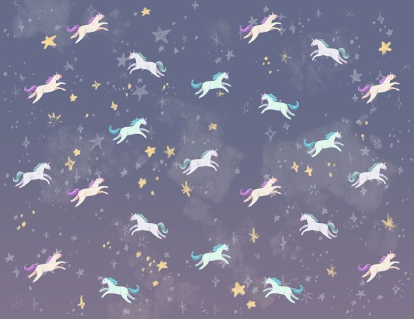 Papier peint motif de petites licornes