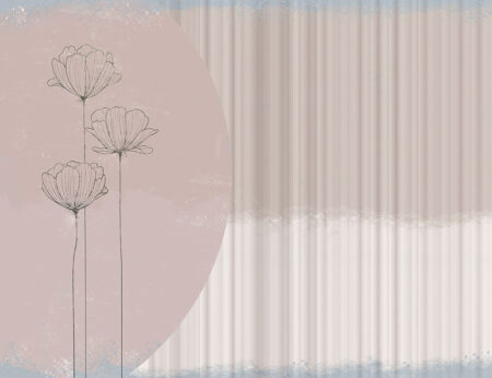 Papier peint lotus graphique pastel