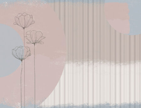 Papier peint de délicats lotus graphiques avec une longue tige