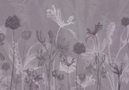 Papier peint aux contours délicats de fleurs sur un fond pastel