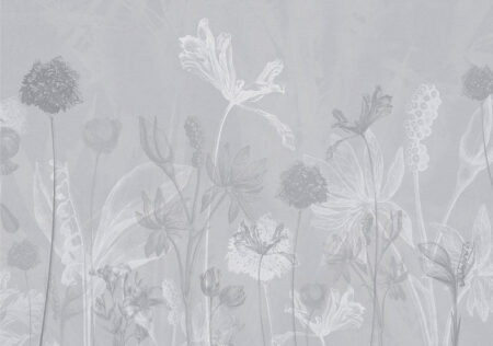 Papier peint aux contours délicats de fleurs sur un fond pastel