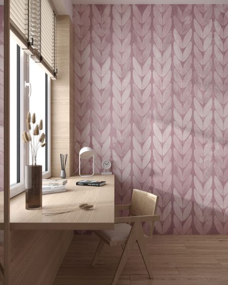 Papier peint rose-poudre texture tricotée