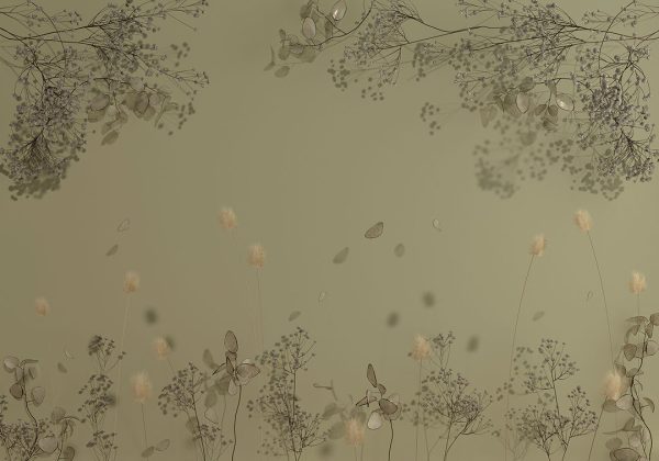 Papier peint de délicates fleurs séchées avec effet 3D