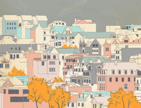 Papier peint ville dans un style cartoon