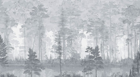 Papier peint aquarelle forêt dans des couleurs pastel