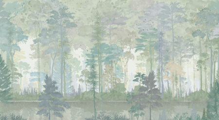 Papier peint aquarelle forêt dans des couleurs pastel