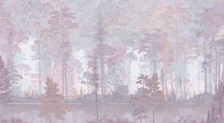 Papier peint aquarelle forêt dans des couleurs pastel