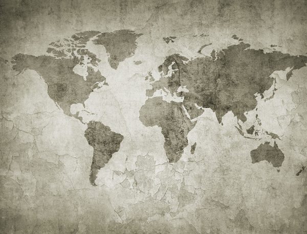 Papier peint marron carte du monde dans le style loft