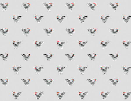Papier peint motif de coqs dans un style géométrique