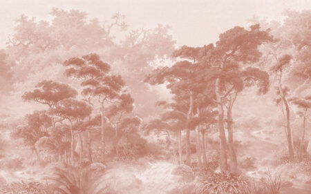 Papier peint forêt buissonnante vintage dans des couleurs sombres