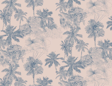 Papier peint graphique de feuilles de palmier dans des couleurs pastel