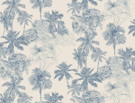 Papier peint graphique de feuilles de palmier dans des couleurs pastel