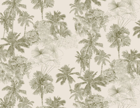 Papier peint graphique de feuilles de palmier dans des couleurs pastel