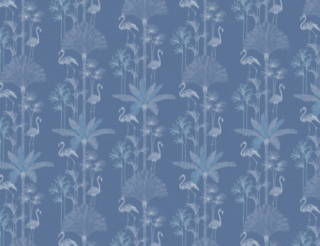 Papier peint à motif de feuilles de palmier et de flamants roses