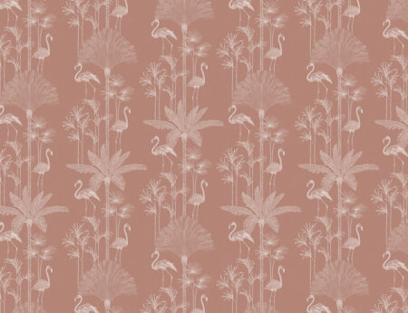 Papier peint à motif de feuilles de palmier et de flamants roses