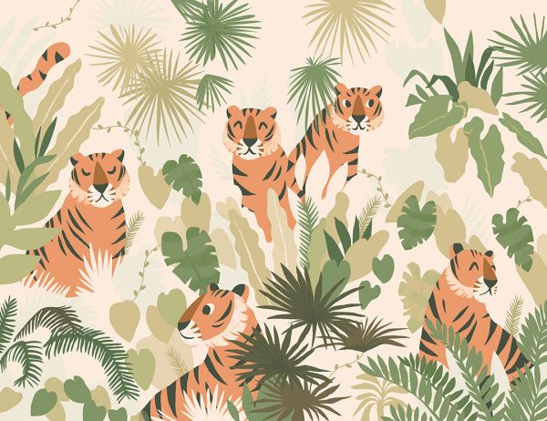 Papier peint enfant tigre sous les tropiques