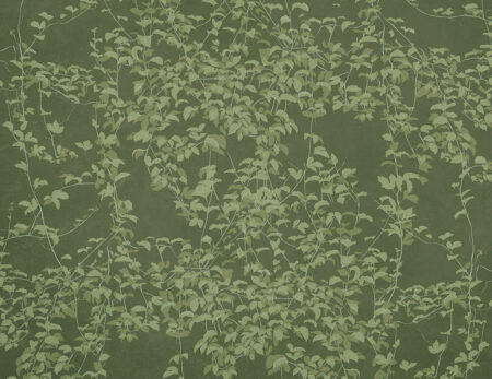 Papier peint branches avec des feuilles vertes dans le style de Shinuazri