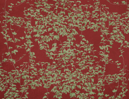 Papier peint branches avec des feuilles vertes dans le style de Shinuazri