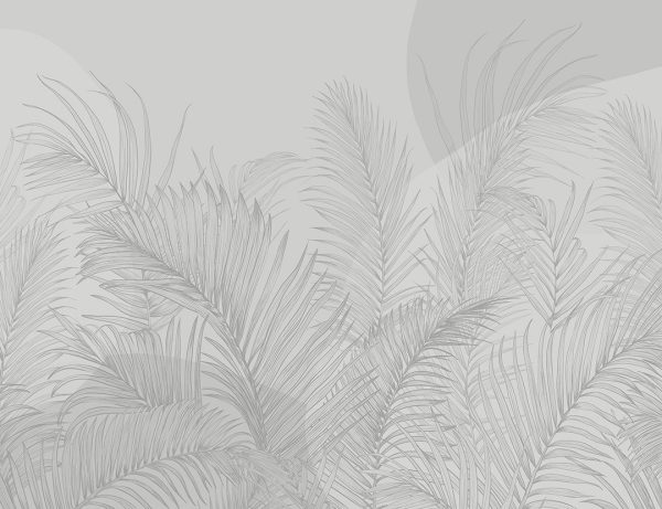 Papier peint feuilles de palmier graphiques avec des formes géométriques