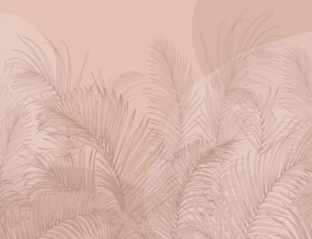 Papier peint feuilles de palmier graphiques avec des formes géométriques