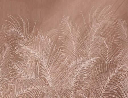 Papier peint feuilles de palmier graphiques blanches