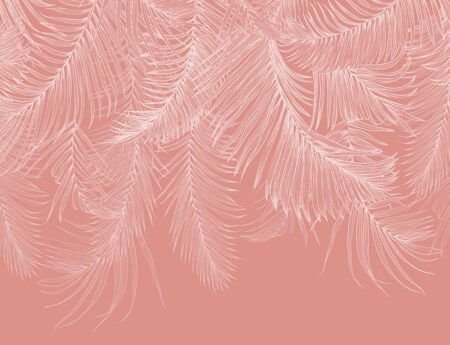 Papier peint suspendu à de délicates feuilles de palmier graphiques