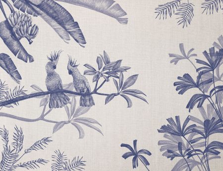 Papier peint arbre tropical avec des perroquets