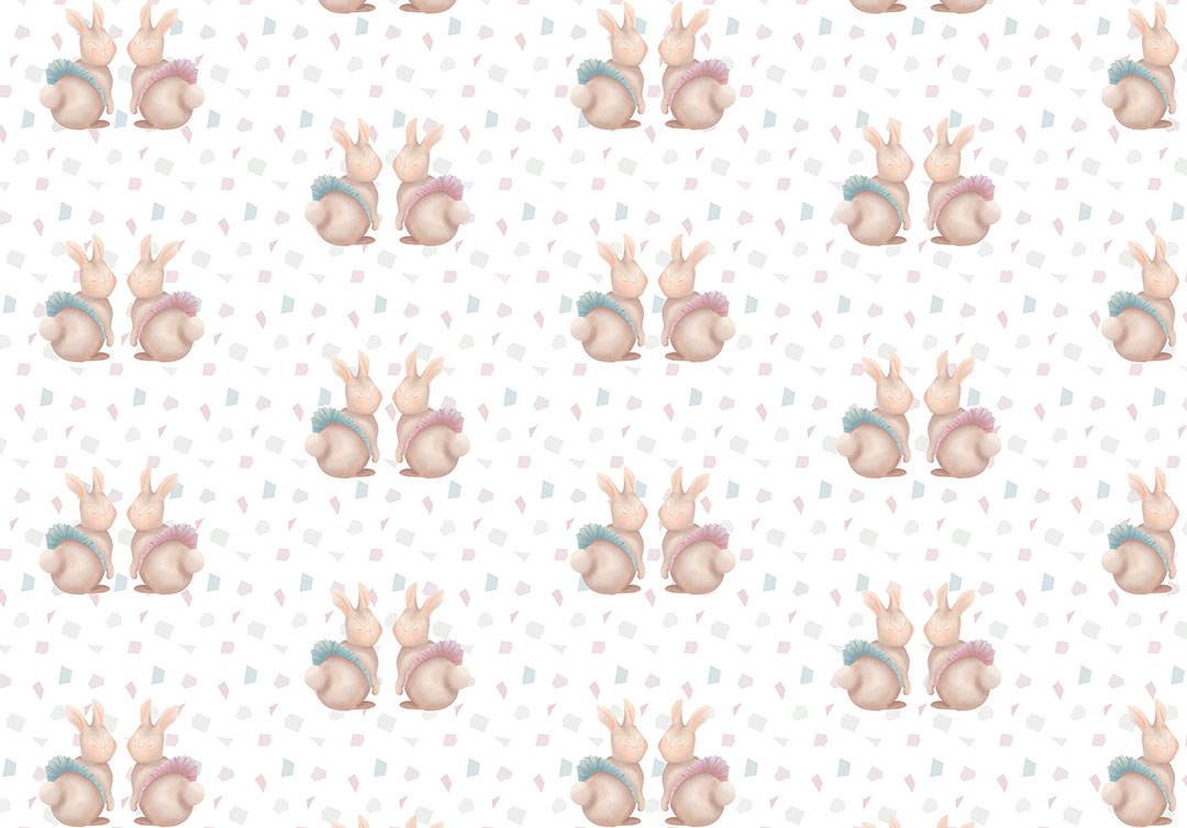 Papier peint à motifs lapins en tutus