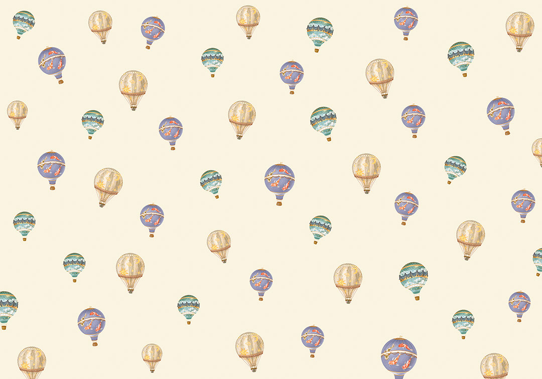 Papier peint motif montgolfière